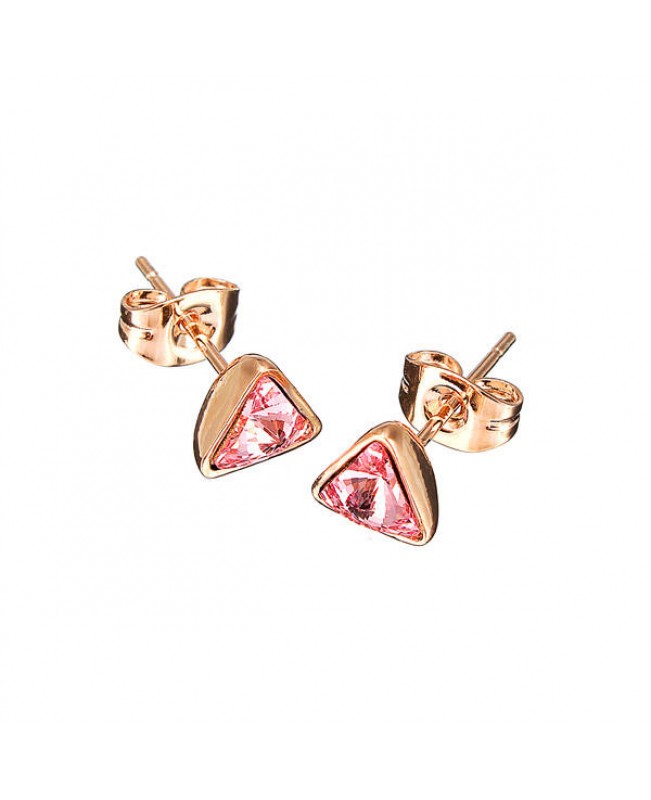 Cute Inlay Zircon Crystal Triangle Ear Stud Earrings Women Jewelry