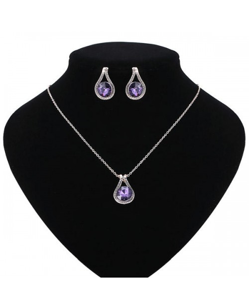 Rose Gold Carved Amethyst Necklace Earrings Jewelr...