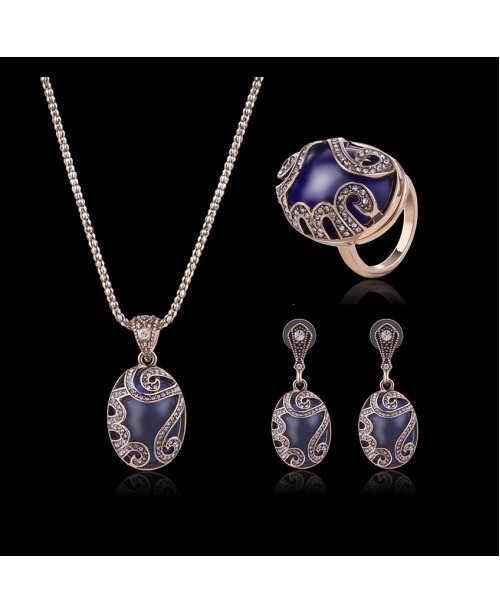 Turkey Series Sapphire Necklace Crystal Ring Earri...