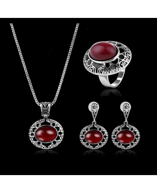 Turkey Series Red Rubellite Necklace Ring Retro Ea...