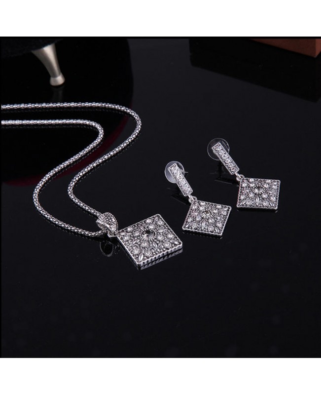 Turkey Series Crystal Necklace Diamond Ring Retro Earrings Gift Jewelry Set