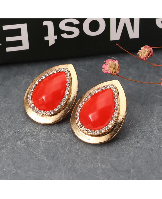Water Drop Gold Plated Resin Necklace Earrings Ring Bracelet Jewelry Set for Women