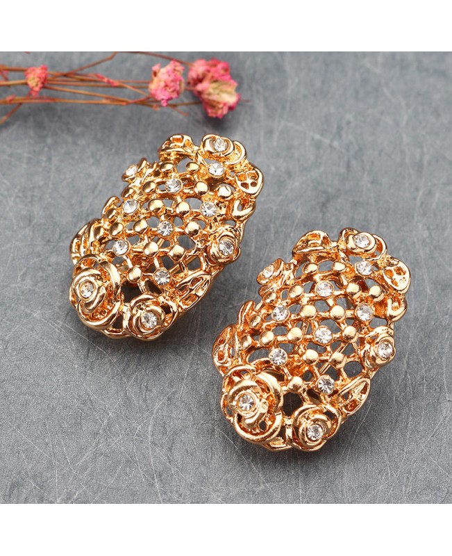 Leaf Hollow Out Collar Shape Necklace Earrings Ring Bracelet Jewelry Set