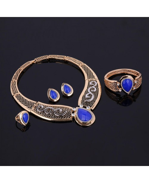 18K Gold Plated Resin Water Drop Necklace Earrings...