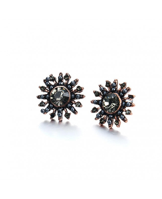 Punk Women Jewelry Set Double Layer Gold Chain Choker Piercing Black Rhinestone Sun Shape Earrings