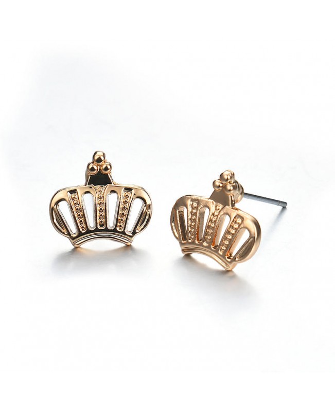 Punk Gold Crown Charm Double Layer Black Choker Fashion Crown Piercing Earrings for Women