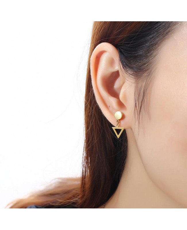 1 Piece Titanium Steel Earrings Fashion 316L Stainless Steel Triangle Pendant Ear Stud for Men Women