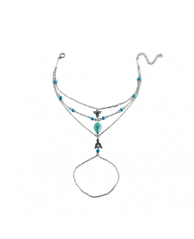 Vintage Multilayer Turquoise Barefoot Retro Anklet Jewelry Gift for Women