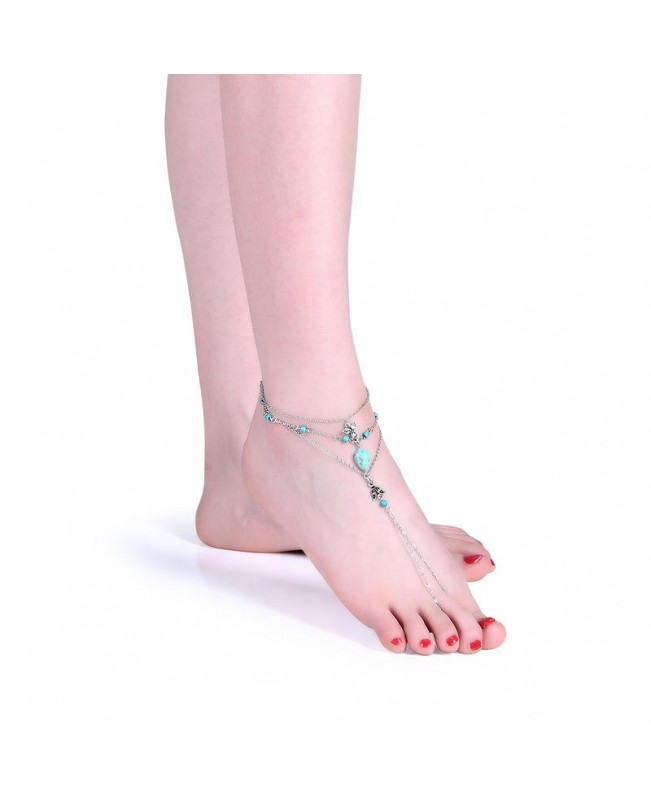 Vintage Multilayer Turquoise Barefoot Retro Anklet Jewelry Gift for Women