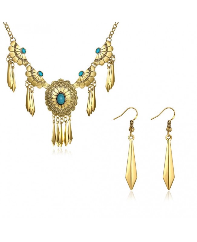 Elegant Women Statement Flower Jewelry Set Trendy Turquoise Party Jewelry for Female