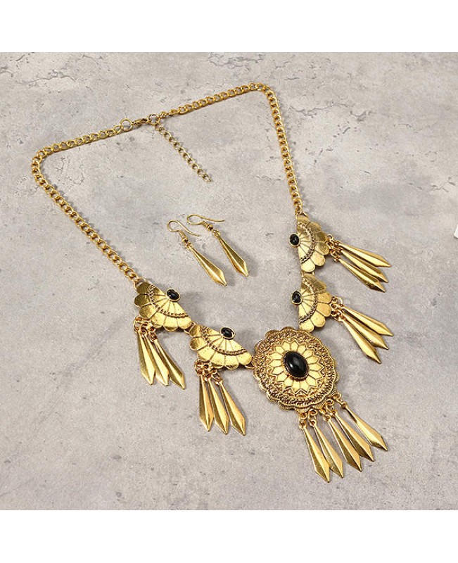 Elegant Women Statement Flower Jewelry Set Trendy Turquoise Party Jewelry for Female