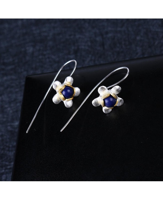 Trendy 925 Sterling Silver Jewelry Simple Long Flower Earrings for Women