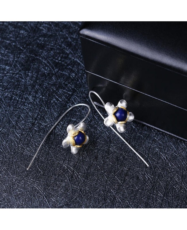 Trendy 925 Sterling Silver Jewelry Simple Long Flower Earrings for Women