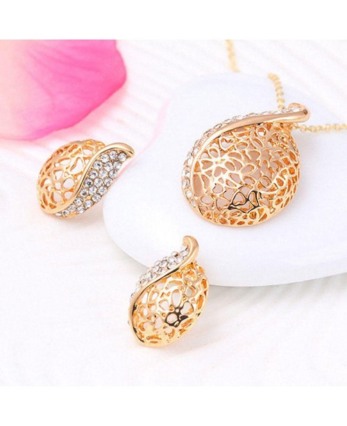 Sweet Hollow Water Drops Crystal Necklace Earrings...