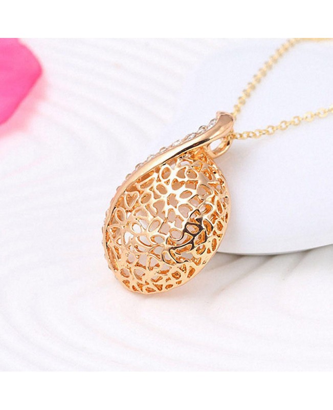 Sweet Hollow Water Drops Crystal Necklace Earrings Sets Bridal Rhinestone Choker