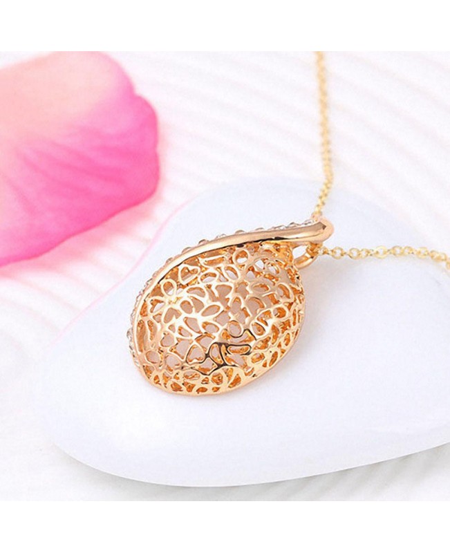Sweet Hollow Water Drops Crystal Necklace Earrings Sets Bridal Rhinestone Choker