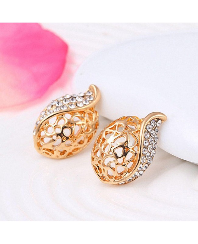 Sweet Hollow Water Drops Crystal Necklace Earrings Sets Bridal Rhinestone Choker