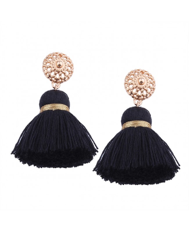 Bohemian Hollow Sun Stud Weaving Tassels Long Dangle Retro Earrings Ear Drop for Women