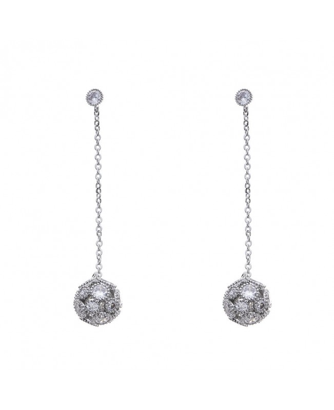 925 Sterling Silver Womens Earring Dazzling Zirconia Ball Drop Piercing Earrings for Women