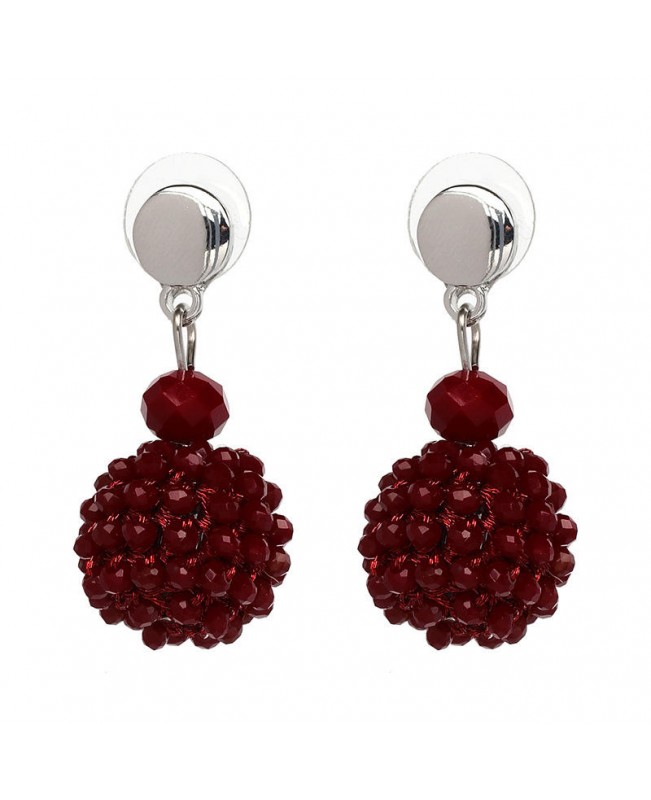 Unique Women's Colorful Bead Micro Pave Ball Drop Earring Gift Party Jewelry for Women