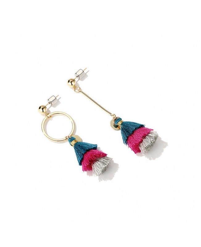 Bohemian Women's Tassel Drop Earring Asymmetric Geometric Colorful Dangle Earrings Women Jewelry