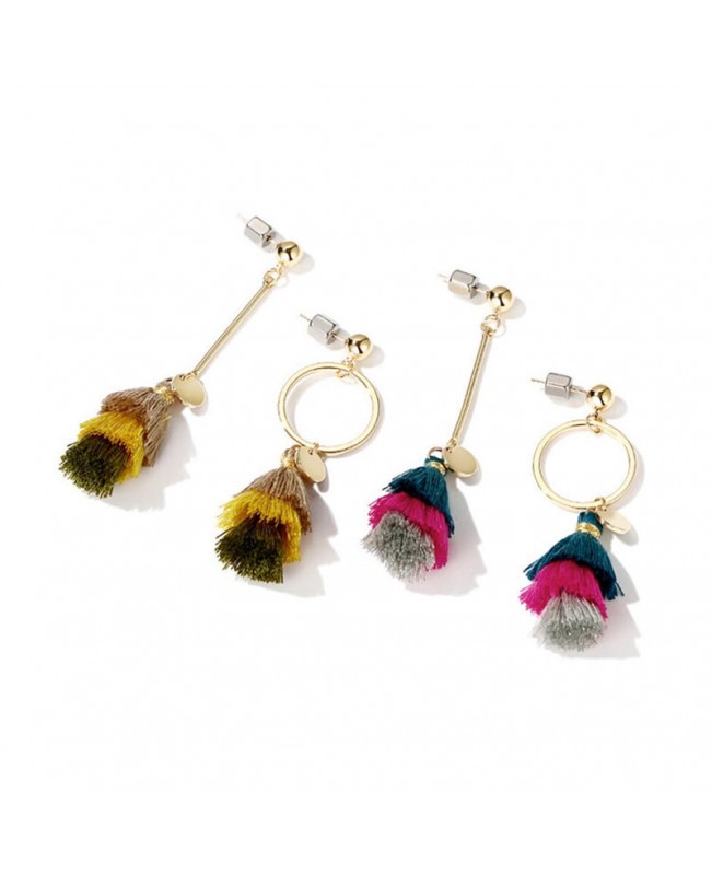 Bohemian Women's Tassel Drop Earring Asymmetric Geometric Colorful Dangle Earrings Women Jewelry