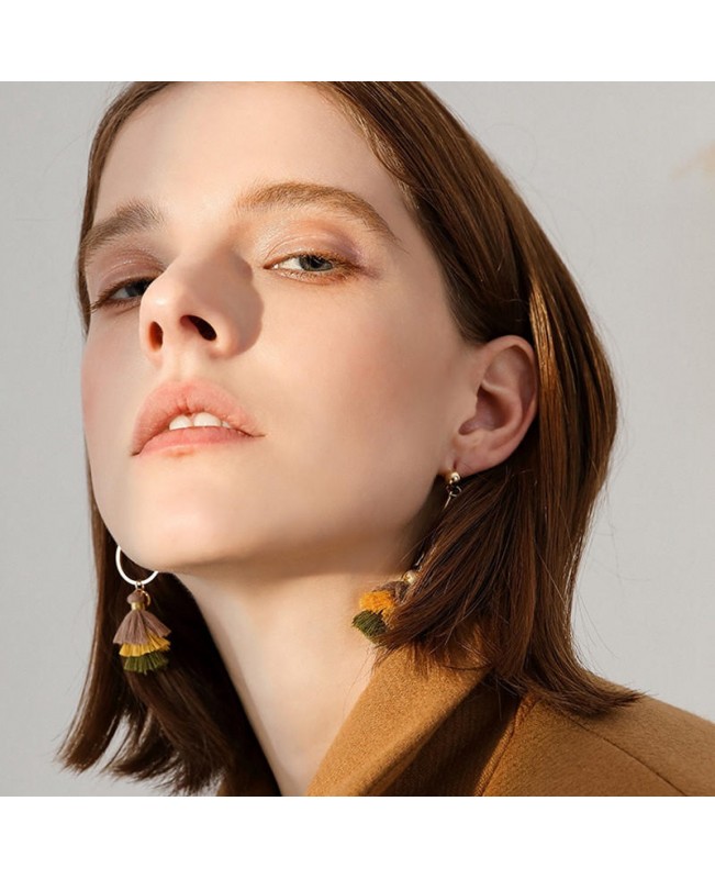 Bohemian Women's Tassel Drop Earring Asymmetric Geometric Colorful Dangle Earrings Women Jewelry