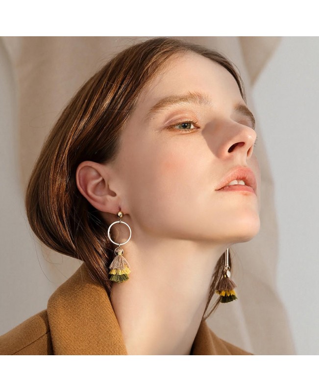 Bohemian Women's Tassel Drop Earring Asymmetric Geometric Colorful Dangle Earrings Women Jewelry