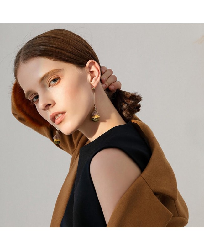 Bohemian Women's Tassel Drop Earring Asymmetric Geometric Colorful Dangle Earrings Women Jewelry