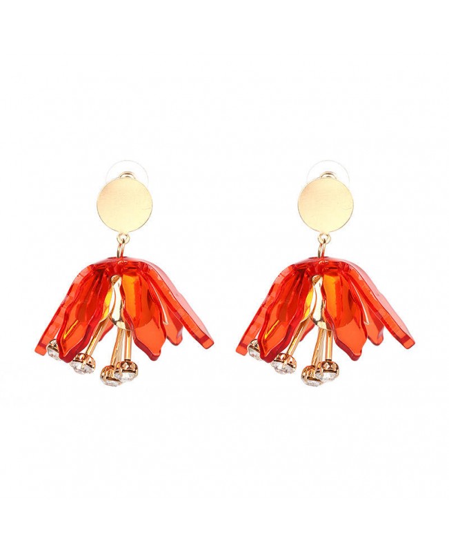 Statement Dangle Earring Rhinestone Flower Tassel ...