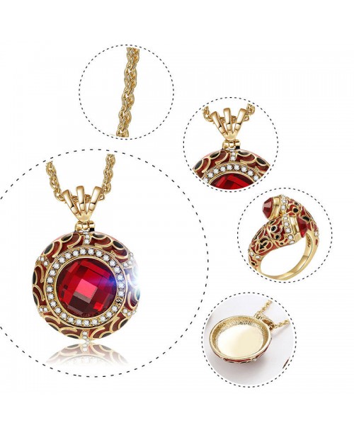 Luxury Red Crystal Statement Ring Charm Necklaces ...