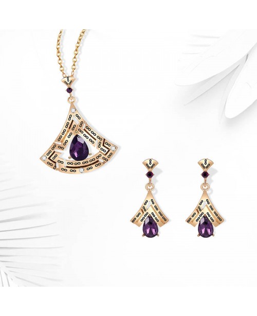 Luxury Purple Drop Geometric Jewelry Set Elegant N...