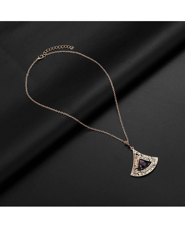 Luxury Purple Drop Geometric Jewelry Set Elegant Necklaces Earrings for Women