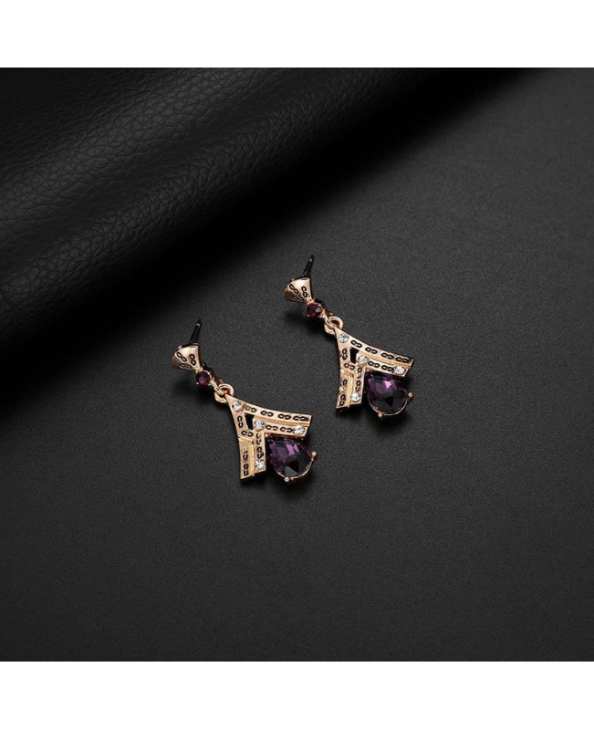 Luxury Purple Drop Geometric Jewelry Set Elegant Necklaces Earrings for Women