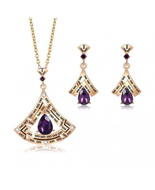 Luxury Purple Drop Geometric Jewelry Set Elegant Necklaces Earrings for Women