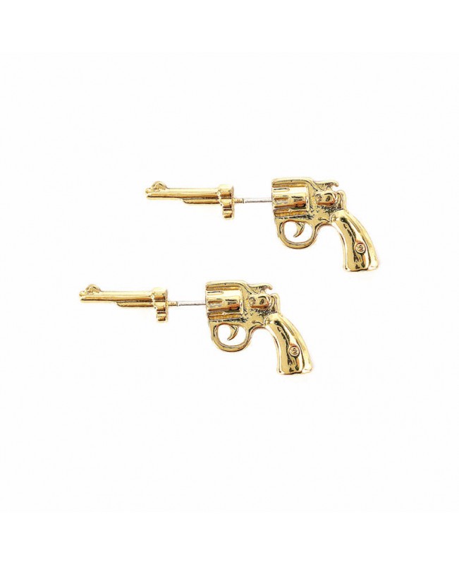 Punk Unisex Silver Gold Color Gun Stud Earring 925 Sterling Silver Needle Ear Jacket Earrings