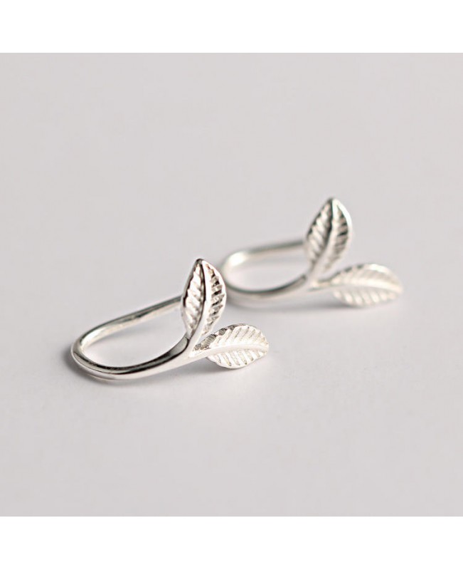925 Sterling Silver Earrings Stylish Silver Leaf Ear Drop Lovely Earring Gift for Women