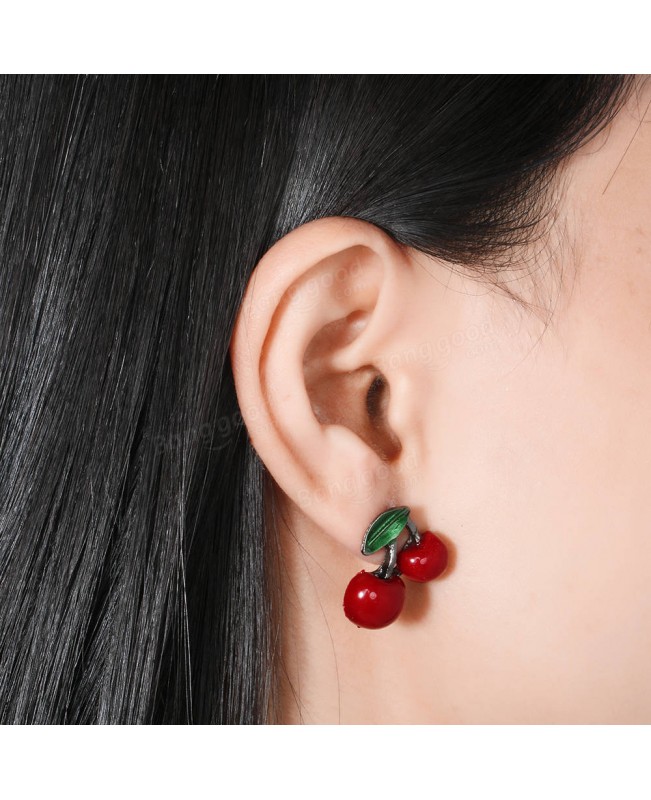 Sweet Red Cherry Earrings Necklace Jewelry Sets Tassel chandelier Earrings Gift for Women