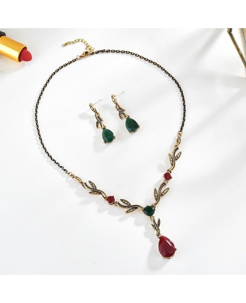Sweet Plants Leaf Drop Pendant Necklace Earring Je...