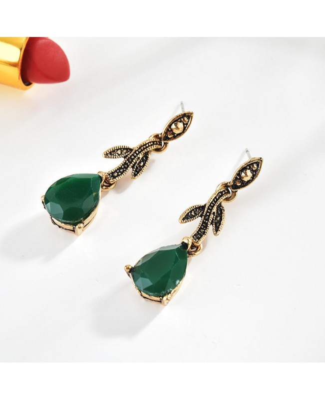Sweet Plants Leaf Drop Pendant Necklace Earring Jewelry Set Fashion Women Wedding Accessories