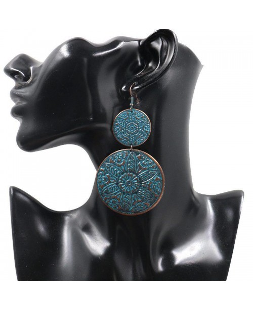 Retro Sculpture Double Round Drop Earring Noble Wo...
