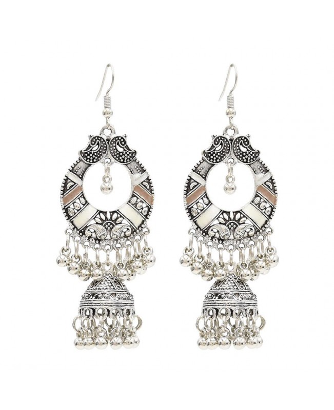 Bohemian Tassel Earring Hallow Bell Drop Earrings Retro Sliver Earrings for Women